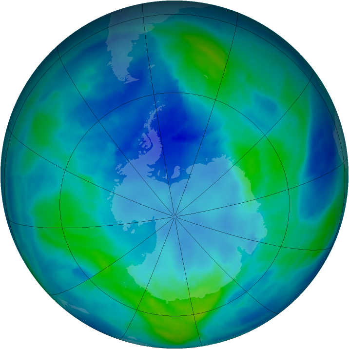Antarctic ozone map for 14 April 2009